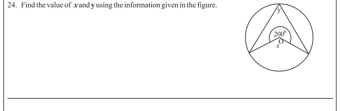 Paper I Part A Q24: Reflex centre angle and inscribed angle