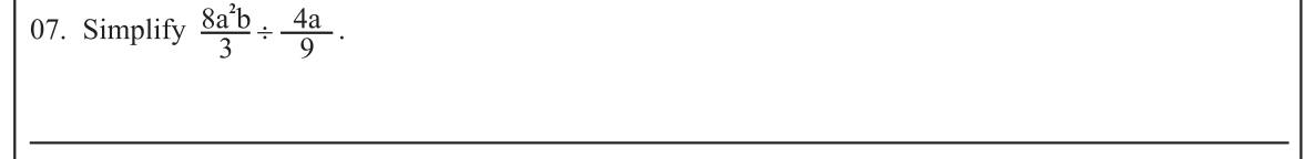 Paper I Part A Q7: Divide two algebraic fractions