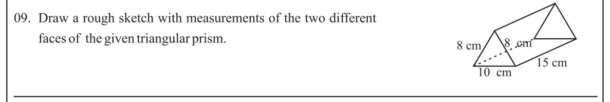 Paper I Part A Q9: Sketch two different faces of a triangular prism