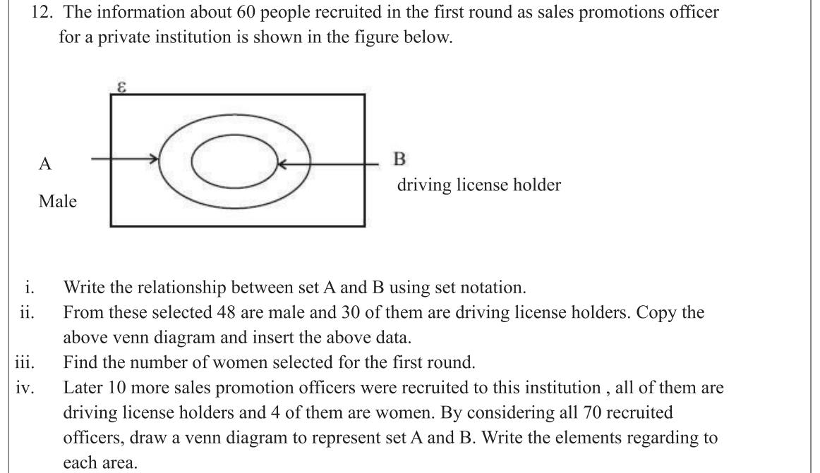 Paper II Part B Q12: Subset Venn diagram of recruits, then updated diagram