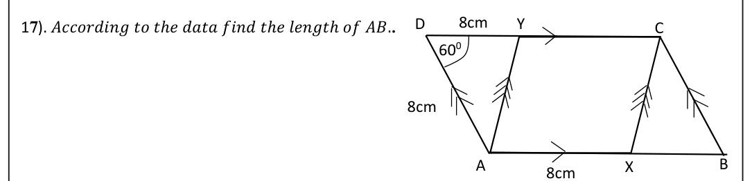 Paper I Part A Q17: Length in a figure of parallelograms and equilateral triangle