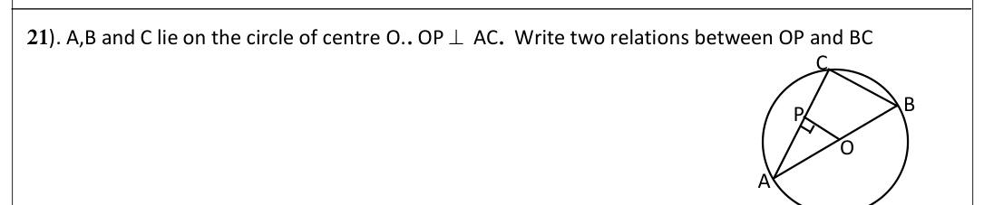 Paper I Part A Q21: Midpoint theorem relations between OP and BC