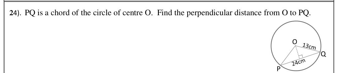 Paper I Part A Q24: Distance from centre to a chord