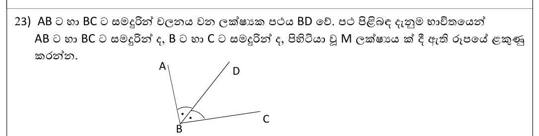Paper I Part A Q23: Locate point using angle bisector and perpendicular bisector loci