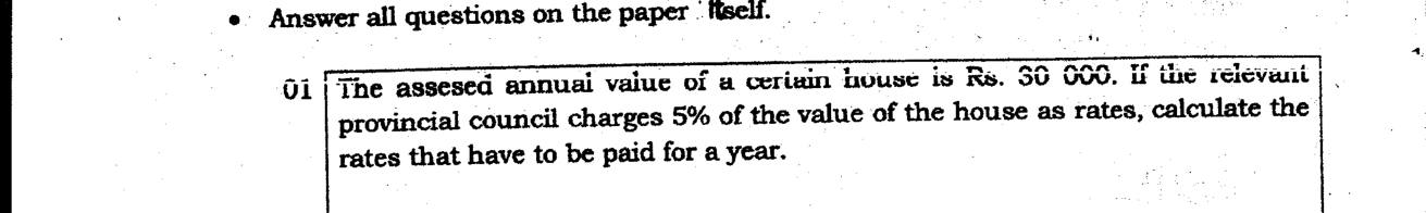 Paper I Part A Q1: Annual rates at 5% of an assessed value