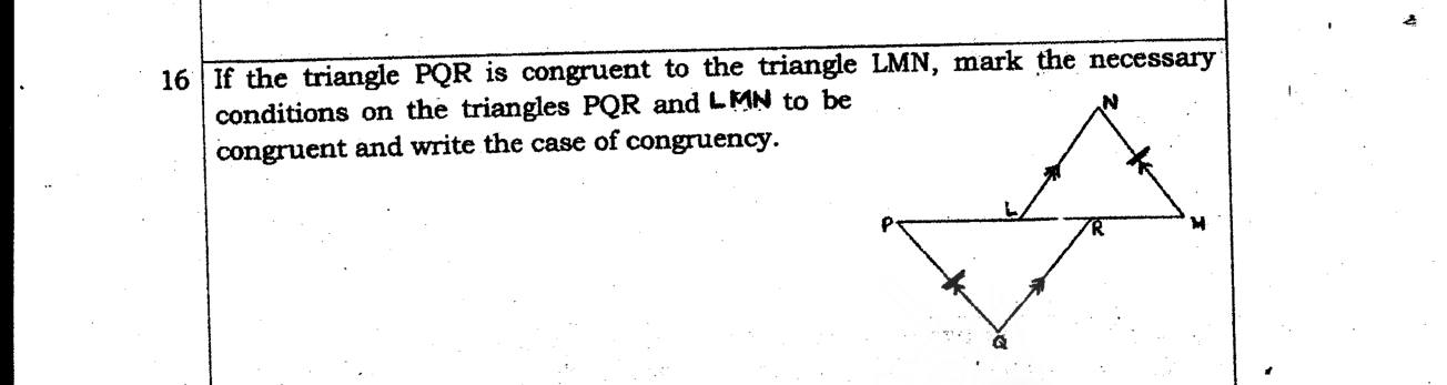 Paper I Part A Q16: Mark conditions and name the congruence case