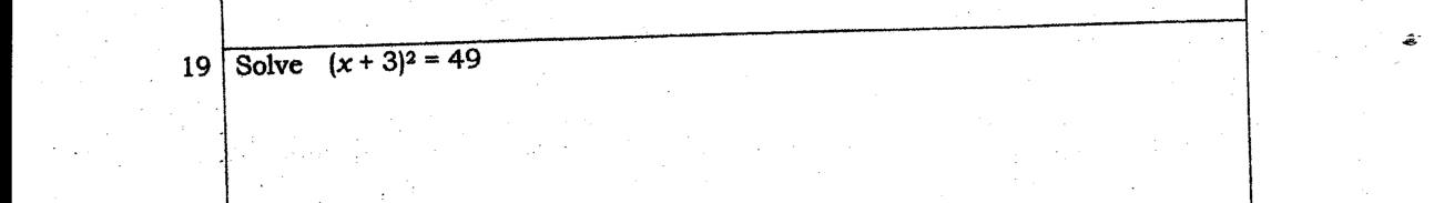 Paper I Part A Q19: Solve a quadratic of the form (x + a)^2 = k
