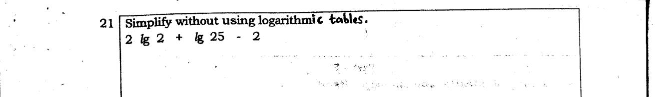 Paper I Part A Q21: Simplify a log expression without tables