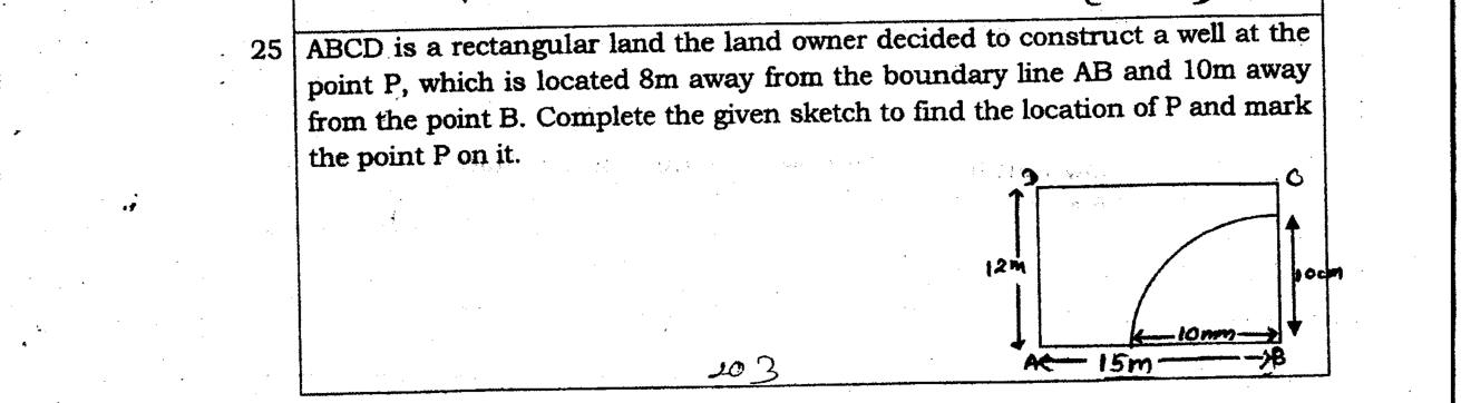 Paper I Part A Q25: Locate a point using two loci in a rectangle
