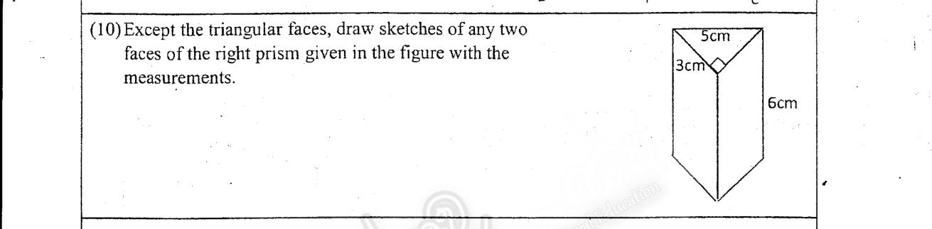 Paper I Part A Q10: Sketch two rectangular faces of a triangular prism