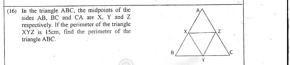 Paper I Part A Q16: Perimeter of a triangle from its midpoint triangle