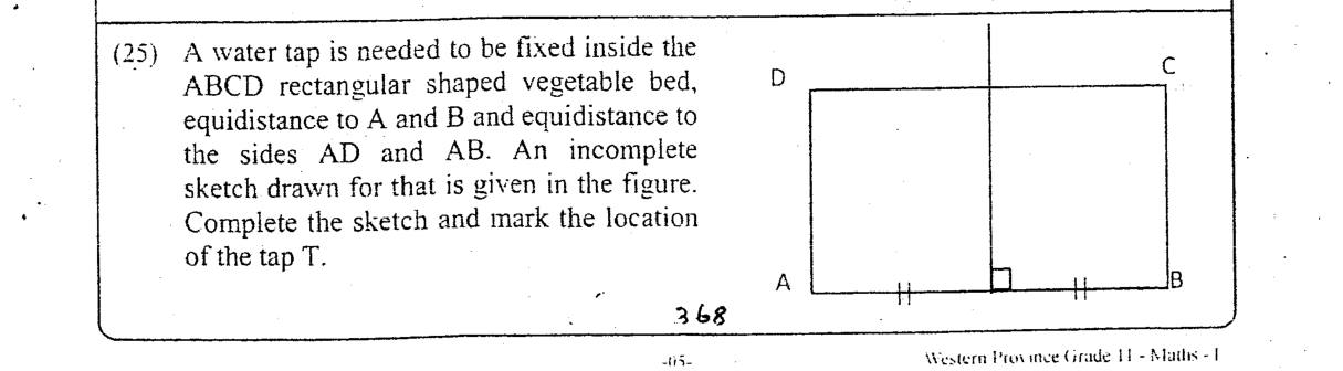 Paper I Part A Q25: Locate a point using a bisector and an angle bisector