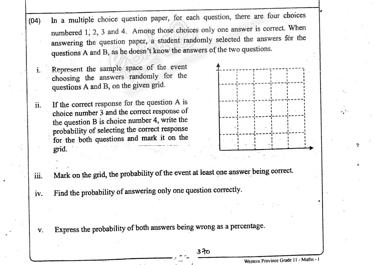 Paper I Part B Q4: Grid sample space for guessing two multiple-choice answers