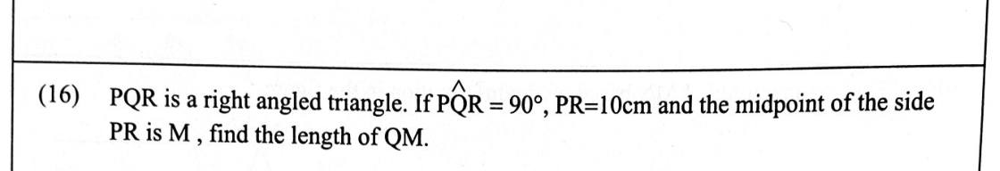 Paper I Part A Q16: Median to the hypotenuse of a right triangle