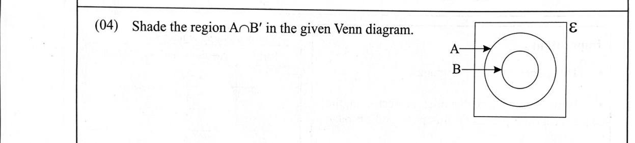 Paper I Part A Q4: Shade A intersect B-complement when B lies inside A
