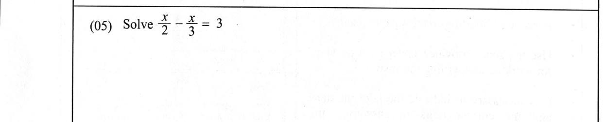 Paper I Part A Q5: Solve a linear equation with fractions