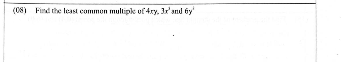 Paper I Part A Q8: Least common multiple of three algebraic terms