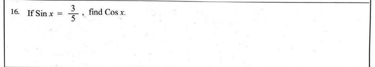 Paper I Part A Q16: Cosine from a given sine using a right triangle