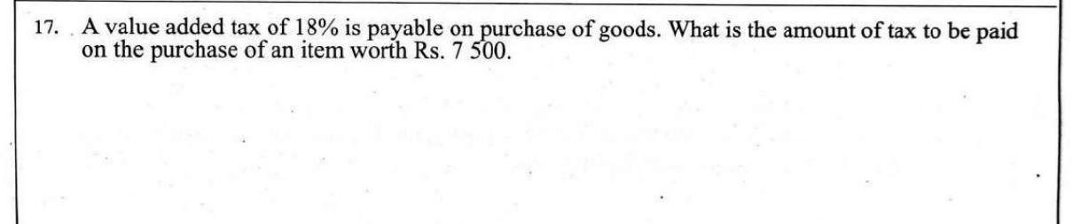 Paper I Part A Q17: Value added tax on an item