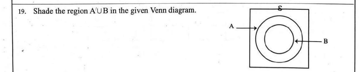 Paper I Part A Q19: Shade complement-union region when one set is inside another
