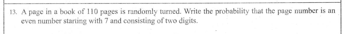 Paper I Part A Q13: Probability a random page is a two-digit even number starting 7