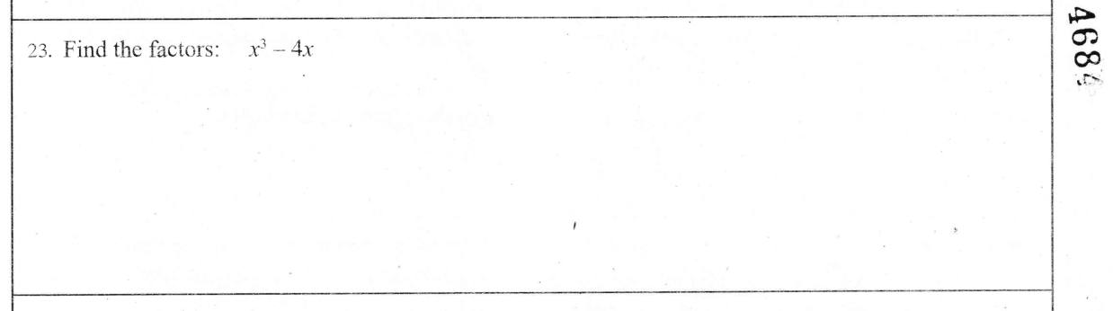 Paper I Part A Q23: Factorise a cubic using common factor and difference of squares