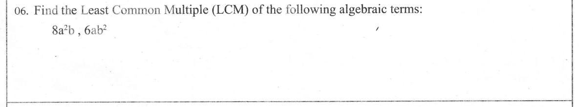 Paper I Part A Q6: LCM of two algebraic terms