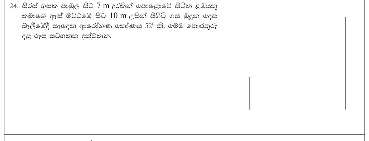 Paper I Part A Q24: Sketch an angle of elevation to a tree top