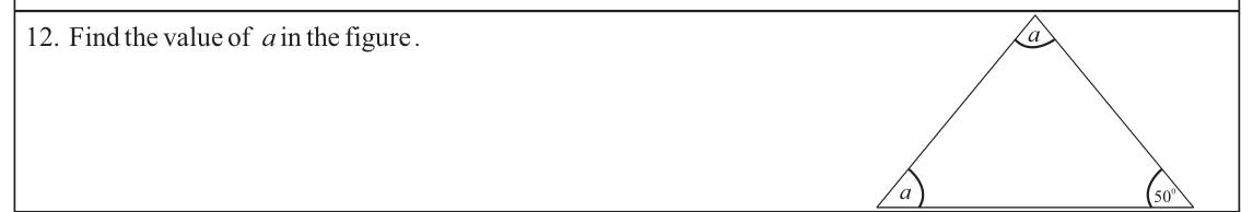 Paper I Part A Q12: Equal angles in a triangle with one known angle