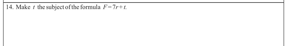 Paper I Part A Q14: Make t the subject of a linear formula