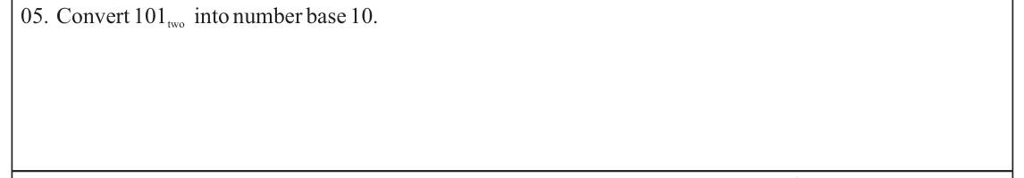 Paper I Part A Q5: Convert a three-digit binary number to base ten