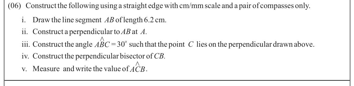 Paper II Part A Q6: Construct a right triangle with a 30 degree angle and a perpendicular bisector