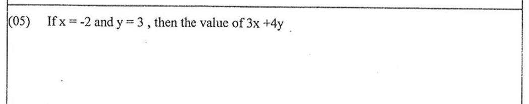 Paper I Part A Q5: Substitute values into a linear expression