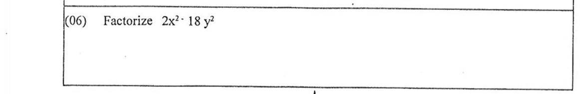 Paper I Part A Q6: Take out a common factor, then factorise a difference of squares