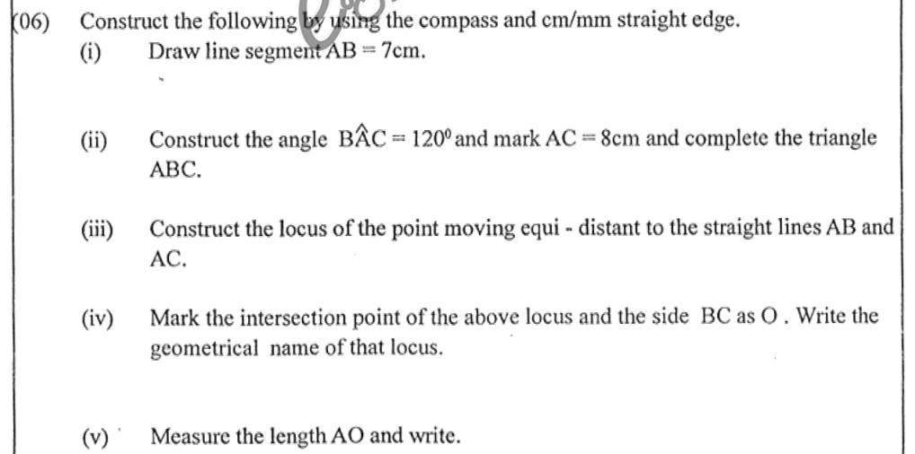 Paper I Part B Q6: Construct a triangle with a 120 degree angle and an angle-bisector locus