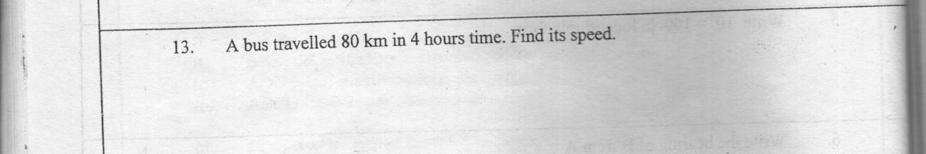 Paper I Part A Q13: Average speed from distance and time