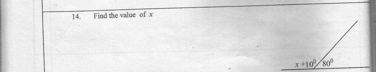 Paper I Part A Q14: Angle on a straight line with an algebraic angle