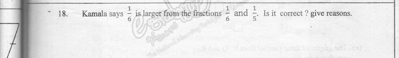 Paper I Part A Q18: Compare two unit fractions and justify