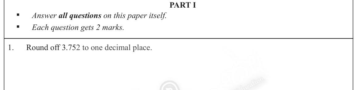 Paper I Part A Q1: Round to one decimal place