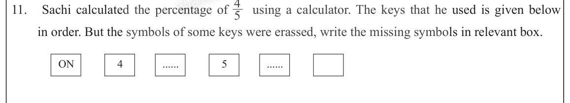 Paper I Part A Q11: Missing calculator keys for a fraction as a percentage