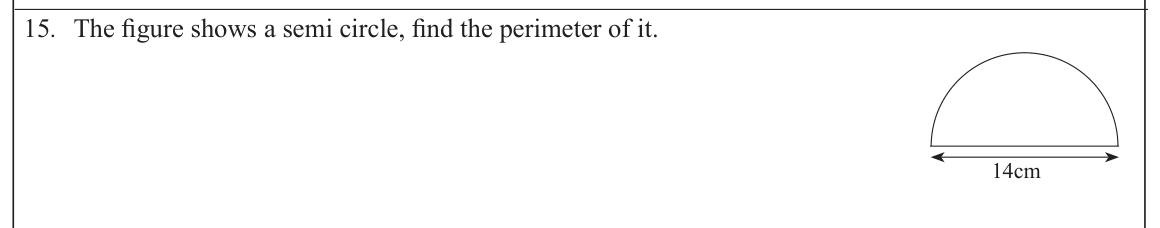 Paper I Part A Q15: Perimeter of a semicircle including the diameter
