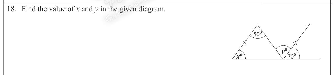 Paper I Part A Q18: Angles with parallel lines and a triangle