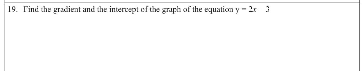 Paper I Part A Q19: Gradient and intercept of a linear graph