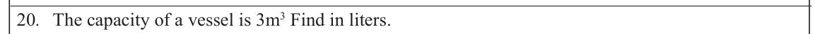 Paper I Part A Q20: Convert cubic metres to litres