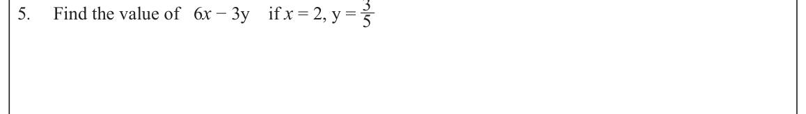 Paper I Part A Q5: Substitute integer and fraction values