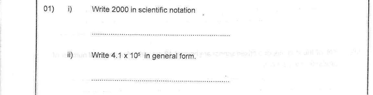 Paper I Part A Q1: Convert between scientific notation and ordinary form