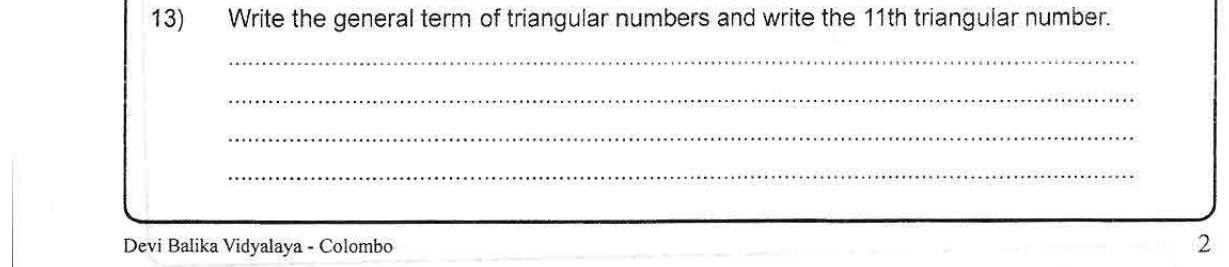 Paper I Part A Q13: General term of triangular numbers and the 11th one