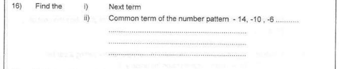Paper I Part A Q16: Next term and general term of a pattern with negatives