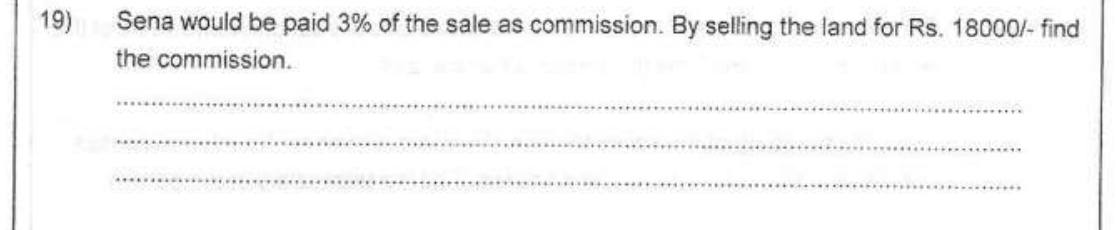 Paper I Part A Q19: Commission as a percentage of a sale