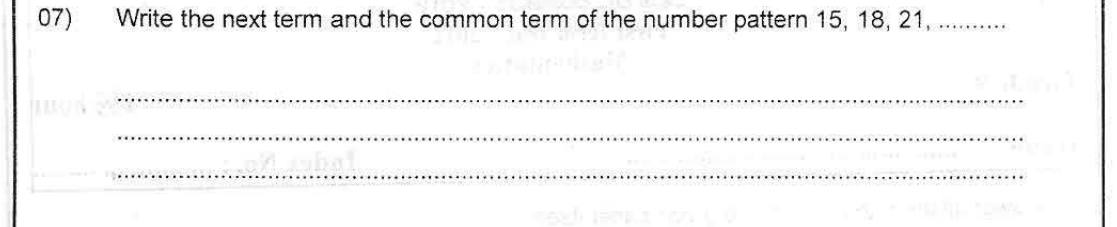 Paper I Part A Q7: Next term and general term of a pattern